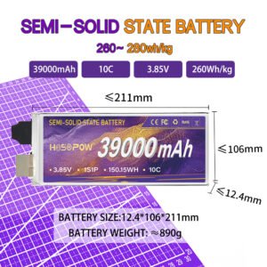 Semi Sollid State Battery Cell 39000mah 3.85v Fpv Lipo Battery Fpv Drone Battery 280wh 10c Drone Lithitm Battery