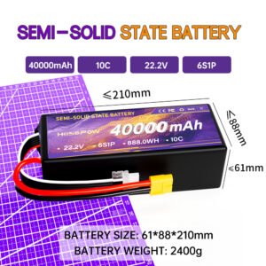 40000mah Semi Solid State Battery for FPV Drone 22.2v Lipo Battery 6s 7c Drone Battery Hosopow 40ah FPV Drone Battery