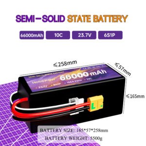 66000mah Semi Solid State Battery for FPV Drone 23.7v Lipo Battery 6s 10c Drone Battery 66AH Hosopow fpv drone battery