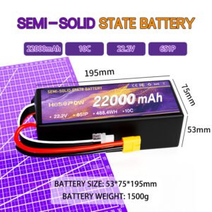 Hosopow 22000mah Semi Solid State Battery for FPV Drone 22.2v 29.6v 51.8v 44.4v Lipo Battery 6s 8s 12s 14s 10c Drone Battery