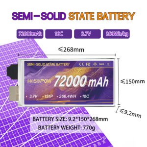Semi Sollid State Battery Cell 72000mah 3.7v Fpv Battery Drone Battery 350wh 10c Drone Lithitm Battery