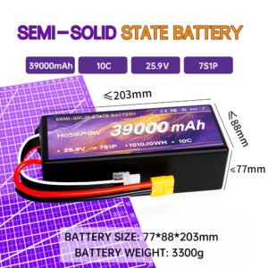 39000mah Semi Solid State Battery for FPV Drone 25.9v Lipo Battery 7s 10c Drone Battery Hosopow 39ah FPV Drone Battery